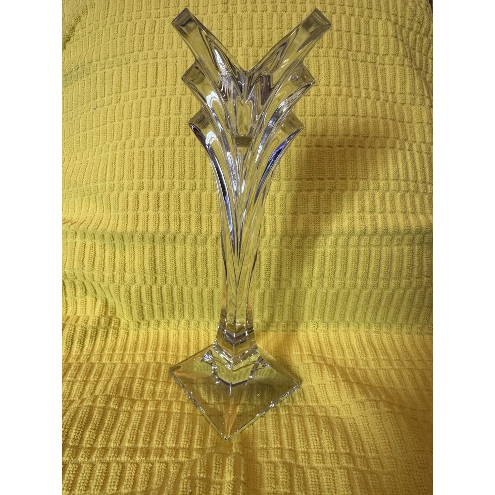 Art Deco Mikasa Crystal Candle Holder - Vintage 1980's‎ 9" tall